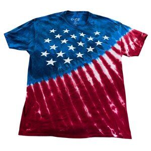 Liquid Blue Men T-Shirt 3XL Tie-Dye American Flag Patriotic Cotton Tee